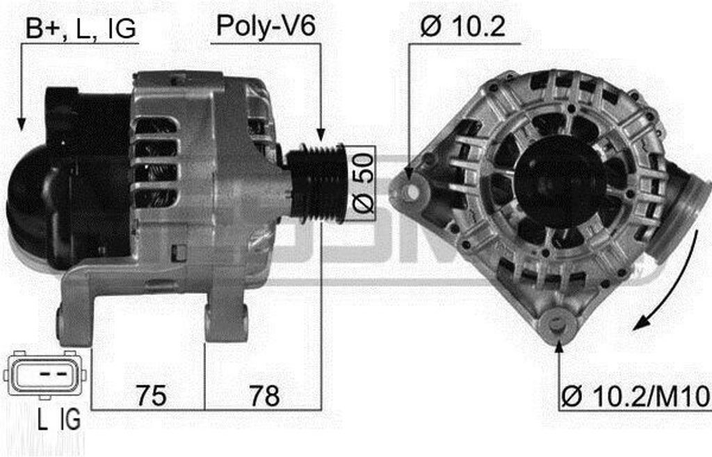 ERA 210464A Lichtmaschine Generator LiMa 120A 14V für BMW 3 Limousine (E46) 5 Limousine (E60) 5 Touring (E61) 5 Limousine (E39) 3 Touring (E46) X5