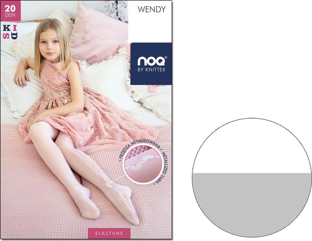 Gemusterte Strumpfhosen für Mädchen 20 den 134-140 Bianco Silver