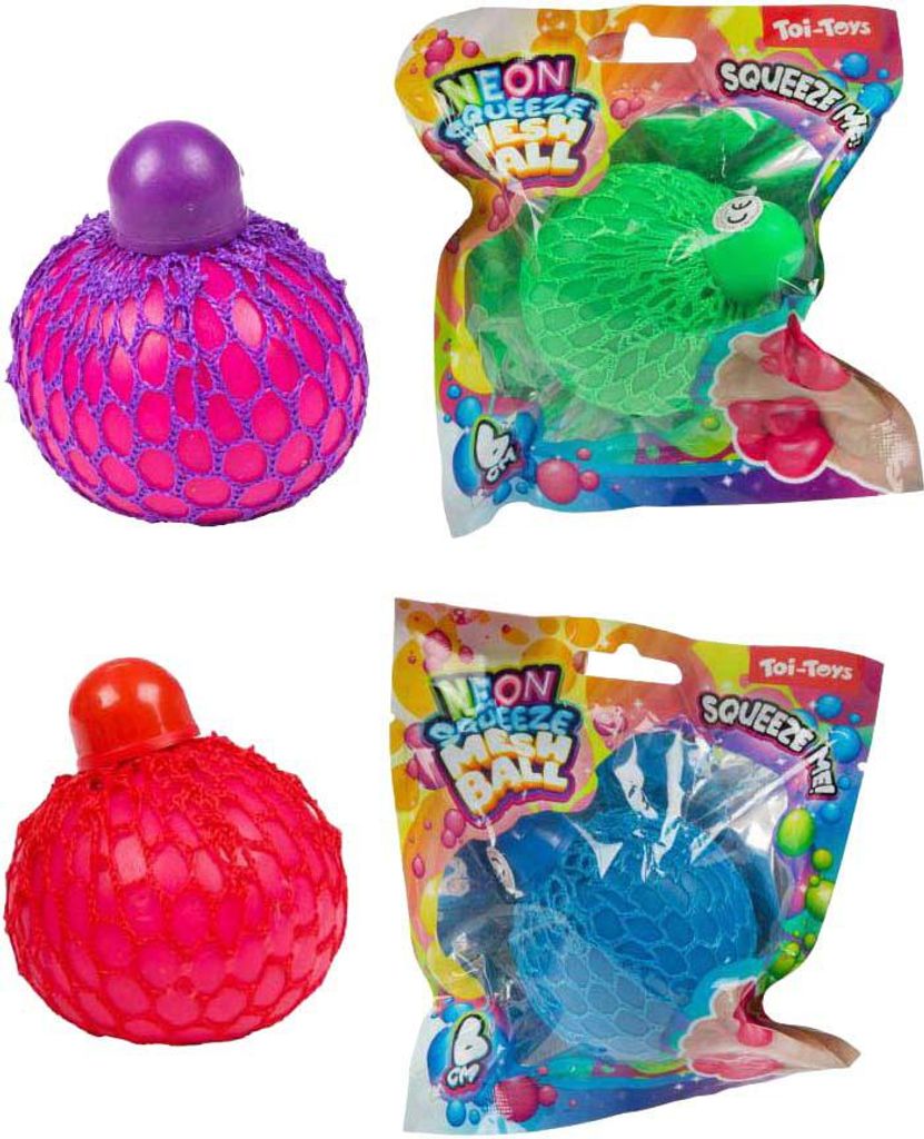 Toi-toys lustiger Quetschball Neongeflecht, 6 cm