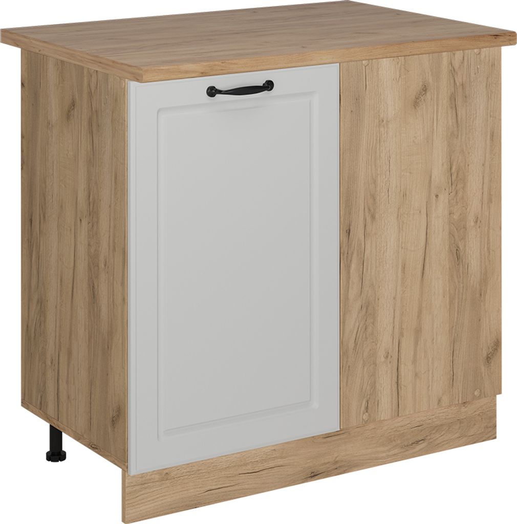 Eckunterschrank Vicco R-Line Weiß Landhaus 86 cm , AP Eiche, Model 53806