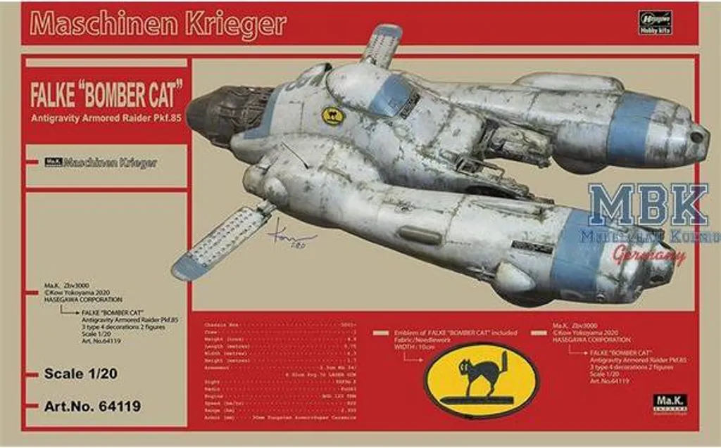 Hasegawa HAS64119 Maquette Pkf 85 Falke Bomber Cat à monter 1/20
