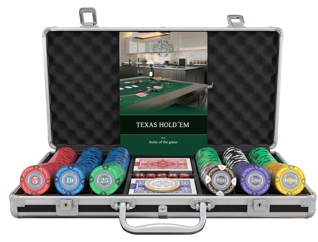 Poker Koffer mit 300 Clay Pokerchips "Tony" mit Werten