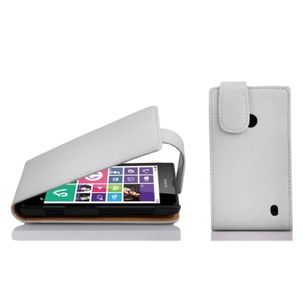 Cover Nokia Lumia 635 630 Cadorabo Flip - Similcuoio Bianco Antistriscio