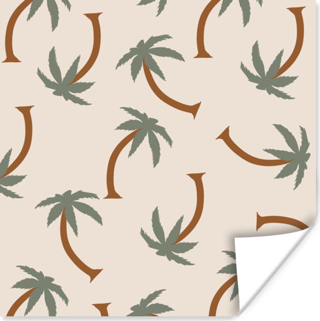 MuchoWow Poster Palme - Muster - Pastell 100x100 cm - Babyzimmer