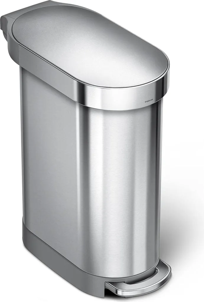 Poubelle inox 45L argent anti-traces avec fermeture silencieuse