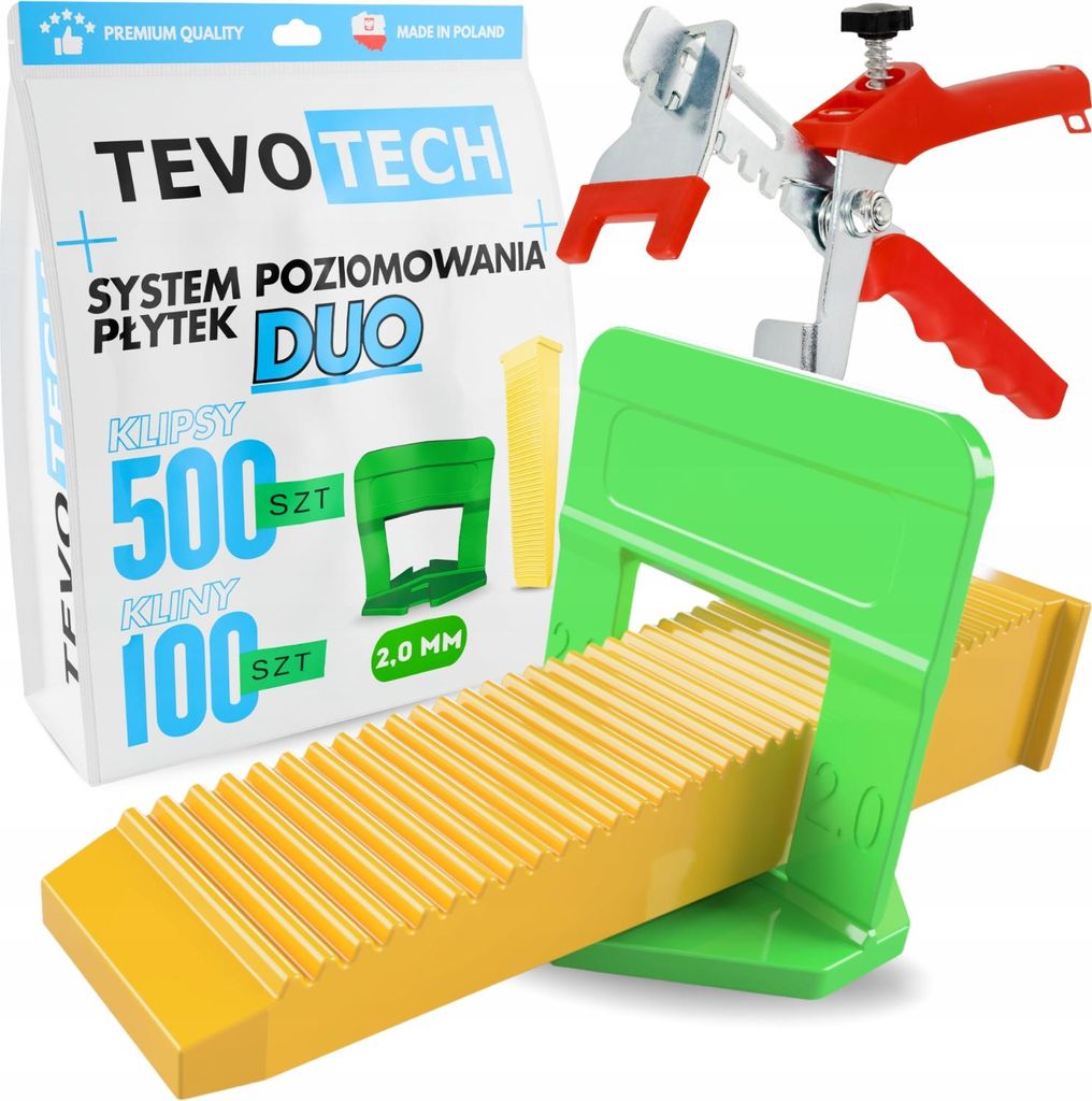 TevoTech DUO Sada pro vyrovnání dlažby Klips + klíny + Obrázek produktu 