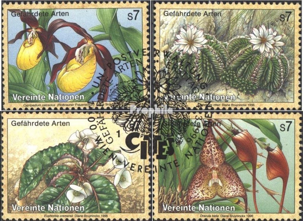 Briefmarken UNO - Wien 1996 Mi 205-208 (kompl.Ausg.) gestempelt Gefährdete Pflanzen