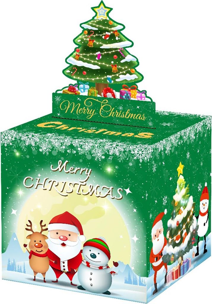 Weihnachtsgeldbox zum Herausziehen, DIY-Weihnachtsgeschenkbox mit transparenten Beuteln, Weihnachtsgeldhalter zum Herausziehen für Kinder und Erwa...