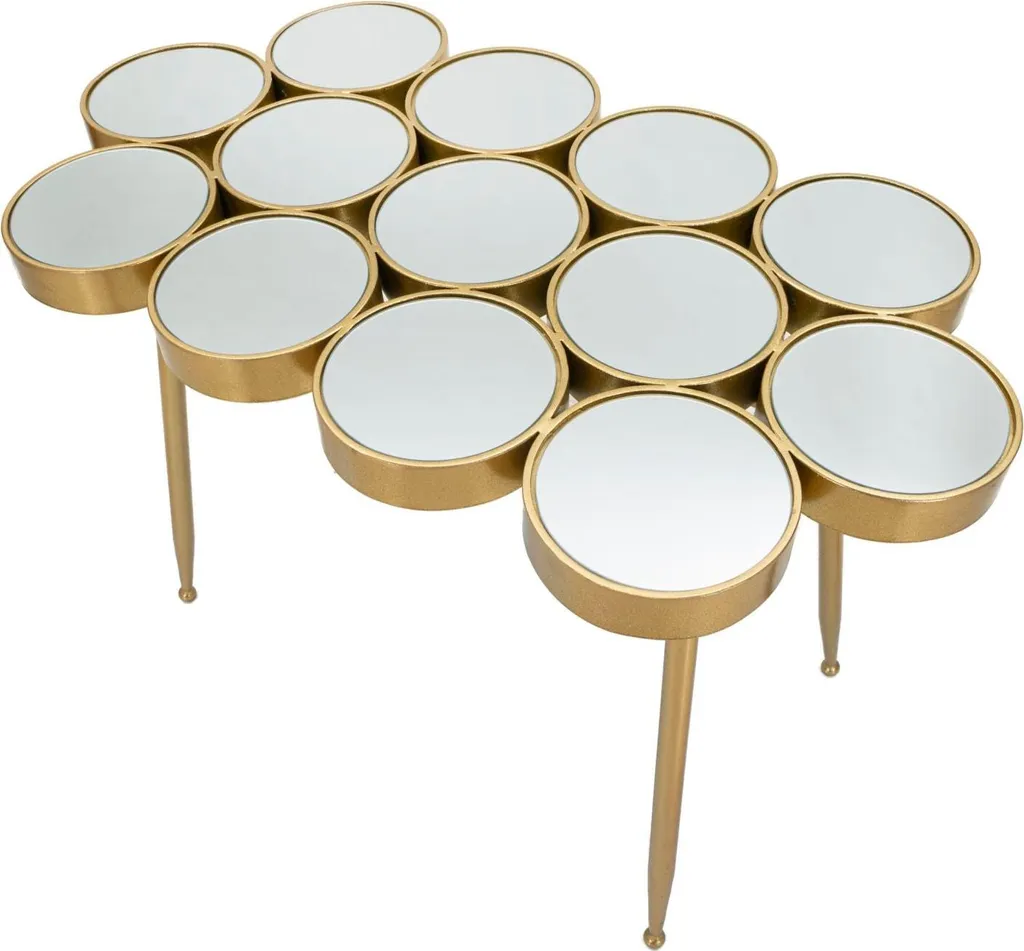 Table basse Buttle Gold pour salon moderne - Table d'appoint dorée 100cm - 4