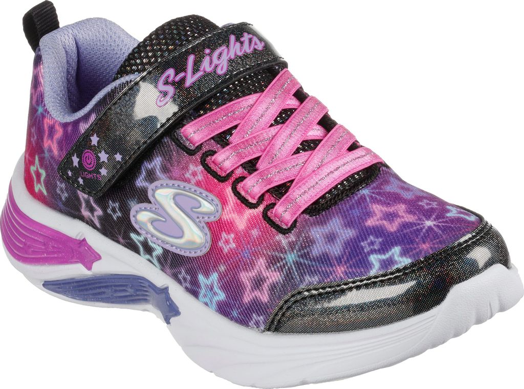 A single child's sneaker with a star pattern.