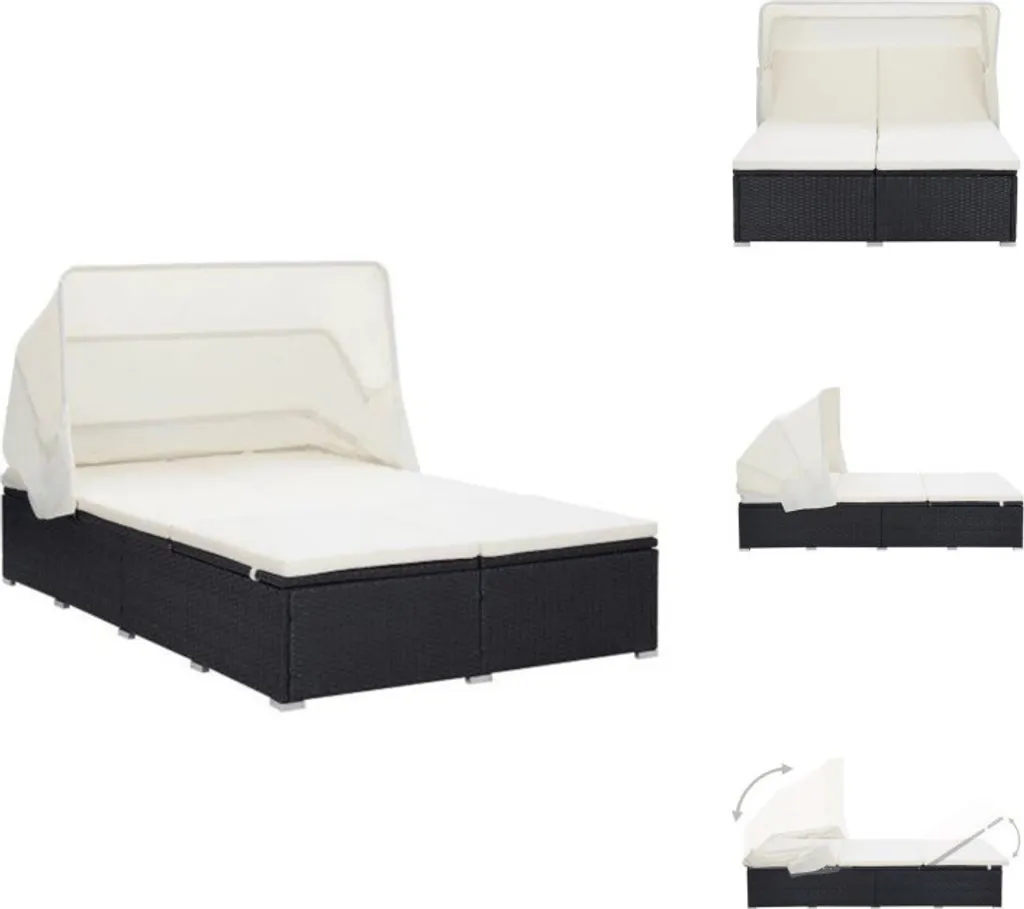 Lit de jardin 2 personnes pour détente et sieste au soleil en rotin noir