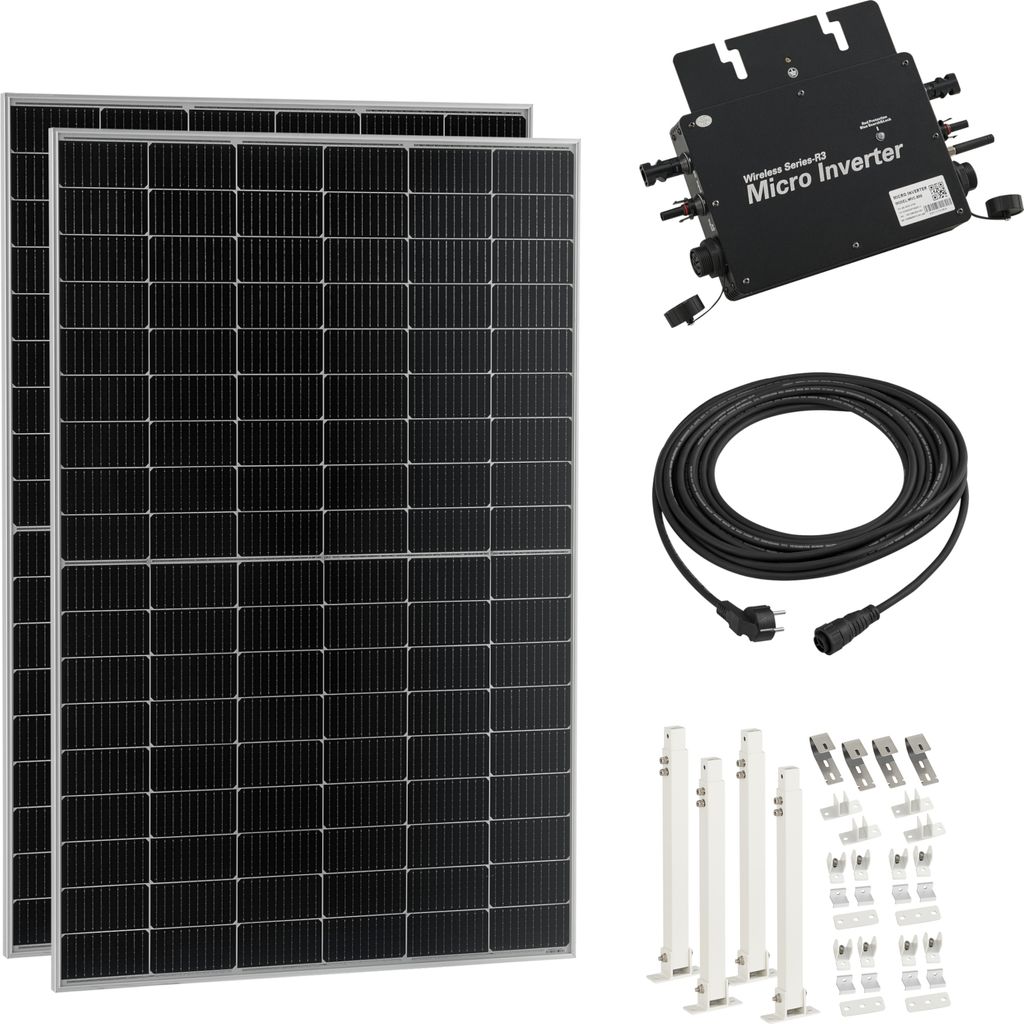 Balkonová elektrárna "Brusson" s držákem 800W + měnič + 10m Obrázek produktu