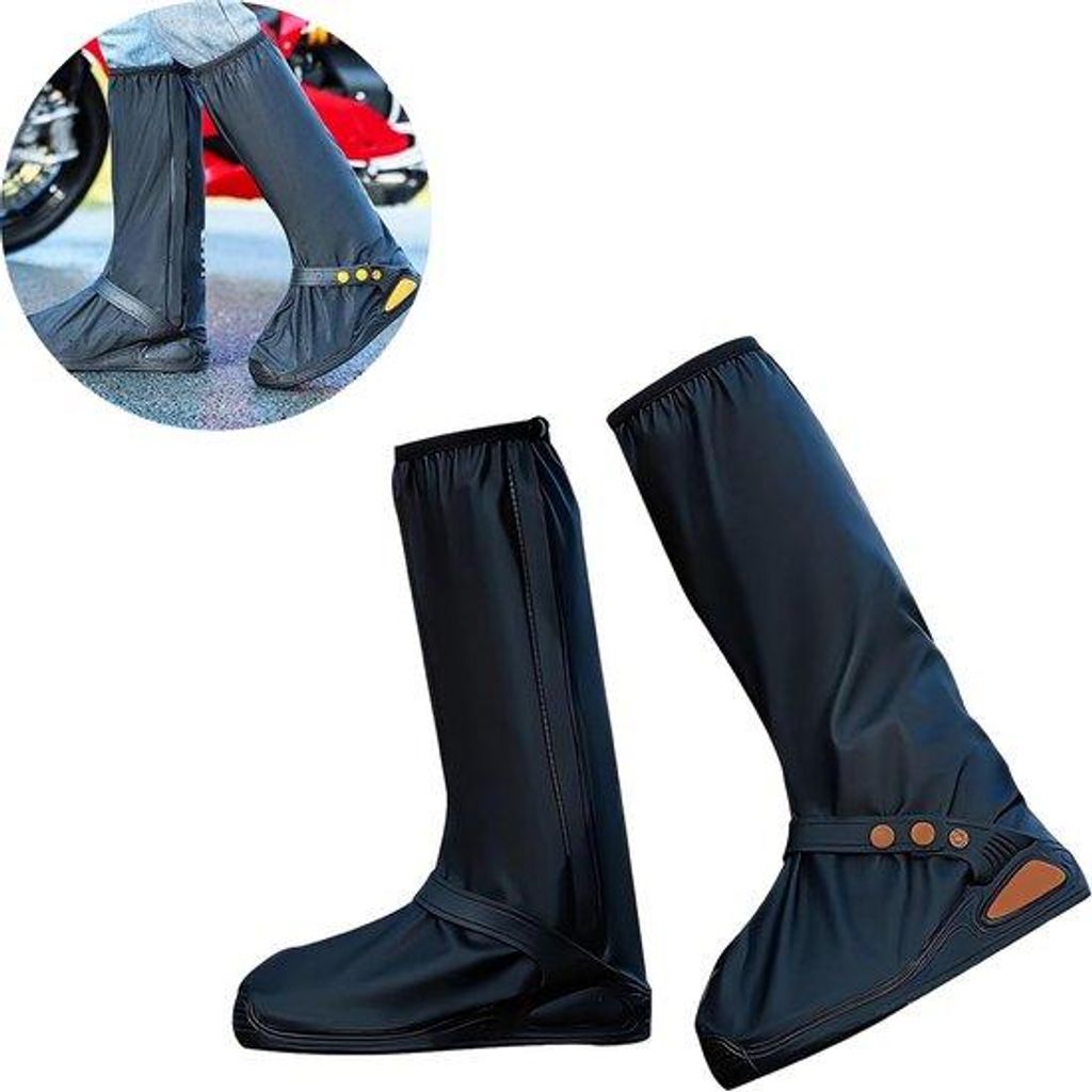 Regenüberziehschuhe - Fahrradschuhe - Wasserabweisend - Schwarz - Herstellbar - Maß L - Reflexschutz