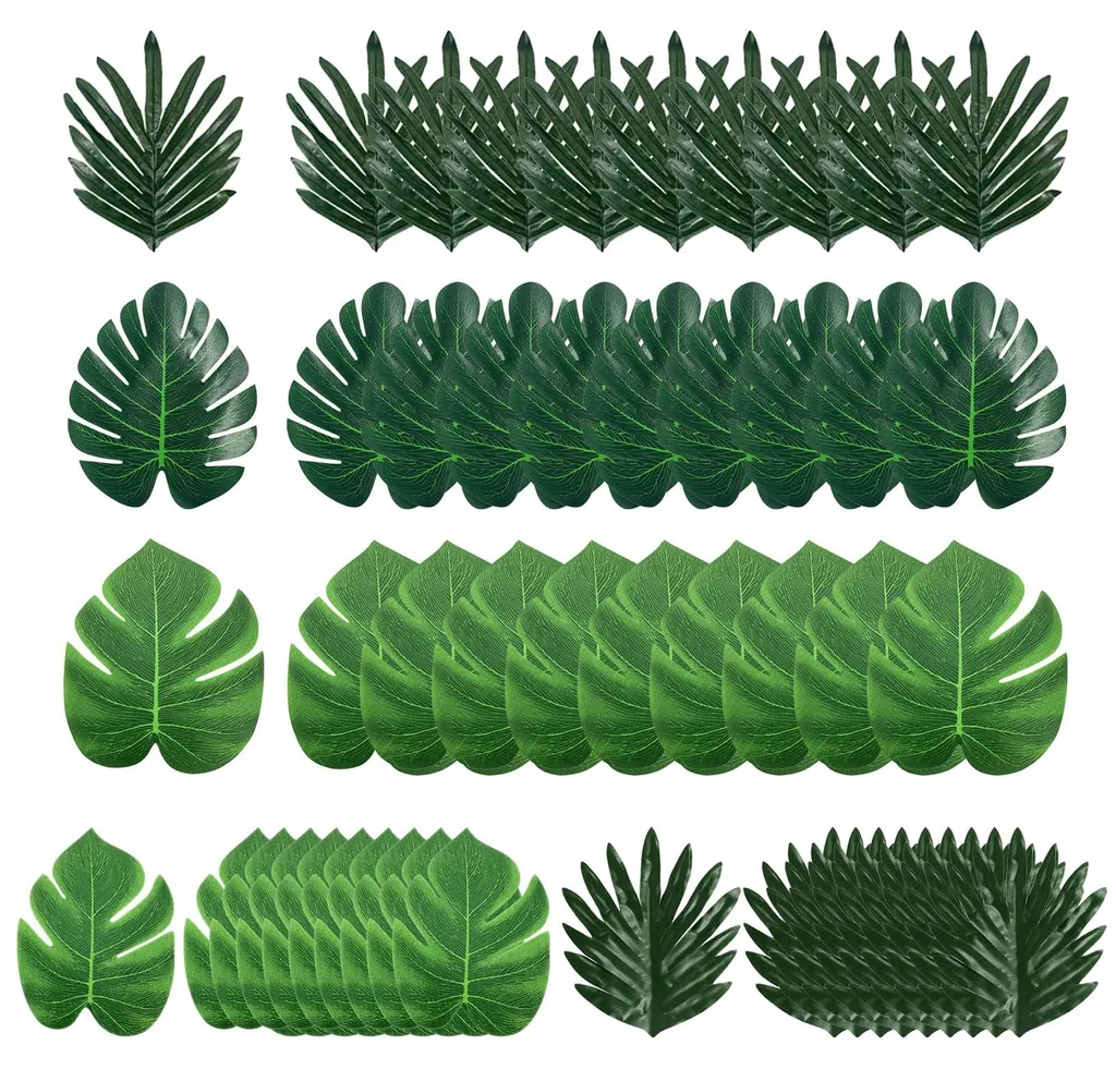 Décoration de Fête Jungle et Plage avec 50 Feuilles de Palmier Vert