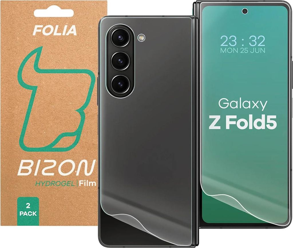 Hydrogel Folie für Display und Rückseite Bizon Glass Hydrogel Pack für Galaxy Z Fold5, 2 Stück