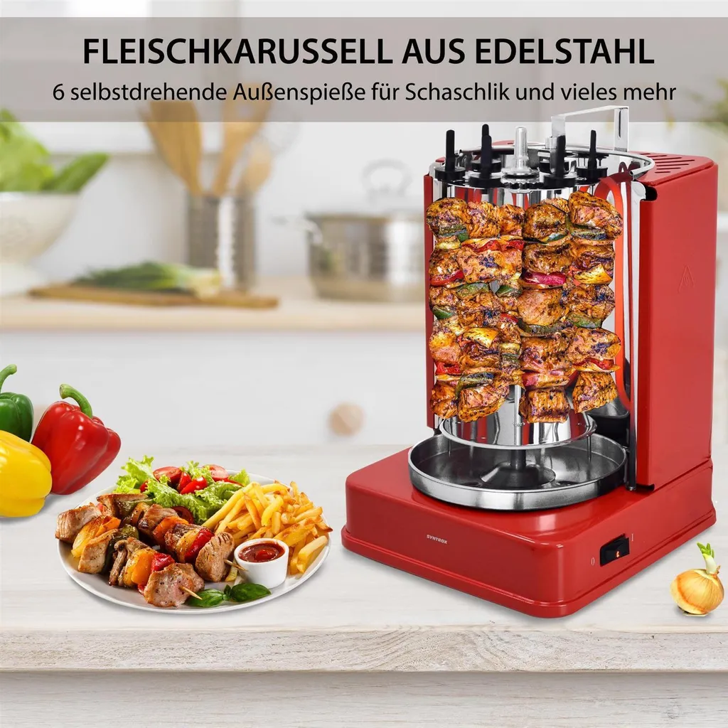 Rôtissoire à kebab Syntrox Germany 1400W rouge avec accessoires inclus - 6