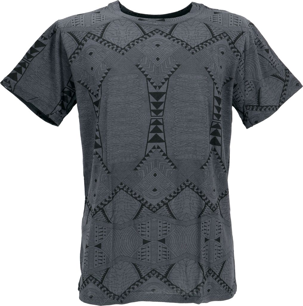 T-Shirt mit Psychedelischem Druck, Goa T-Shirt - Grau, Herren, Baumwolle, Größe: S