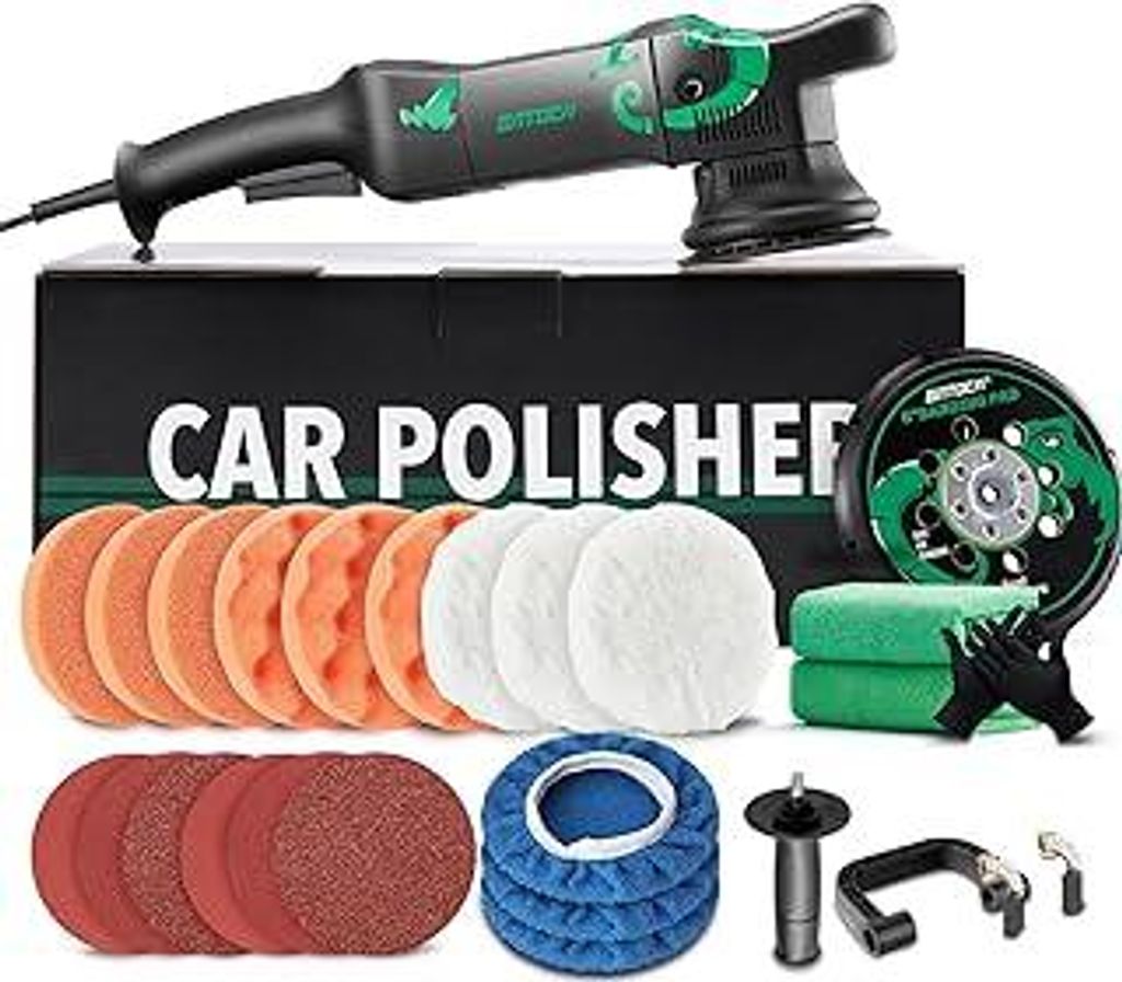 BATOCA Orbital Poliermaschine 21mm,700W Exzenter Polierer,Auto Politur,Poliergerät,Polier set,Schleifer,Wachsmaschine,1000-3800RPM mit 150mm Polie...