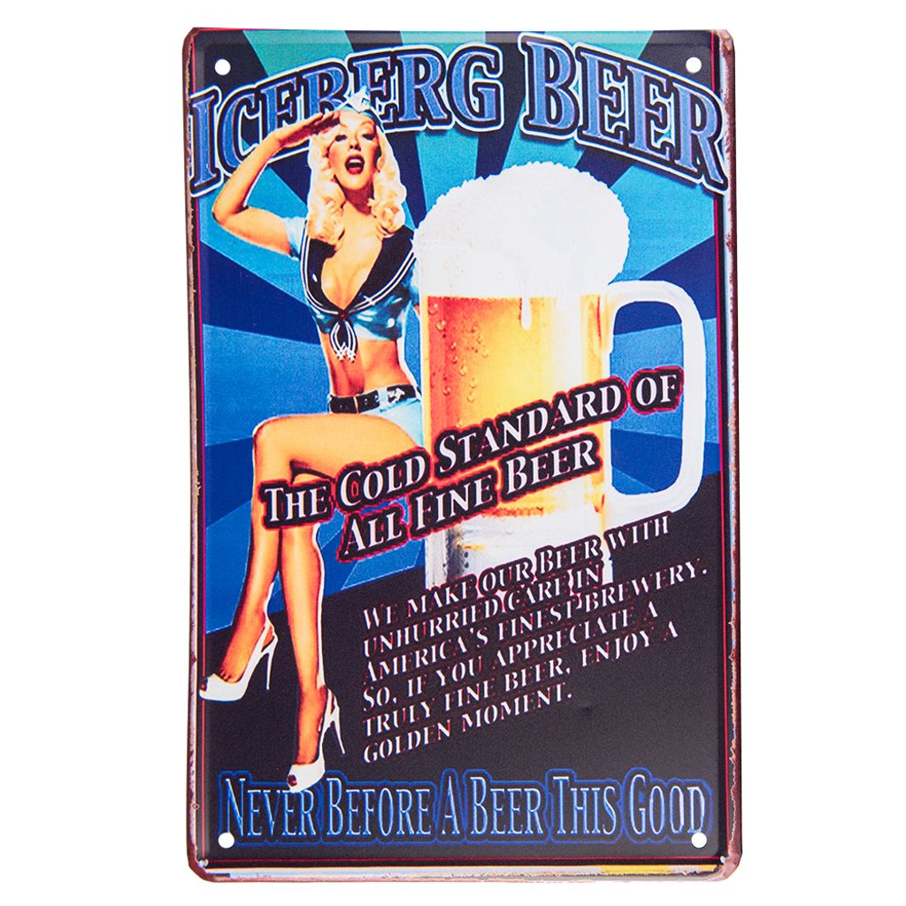 Clayre & Eef Wanddekoration 20x30 cm Blau Weiß Metall