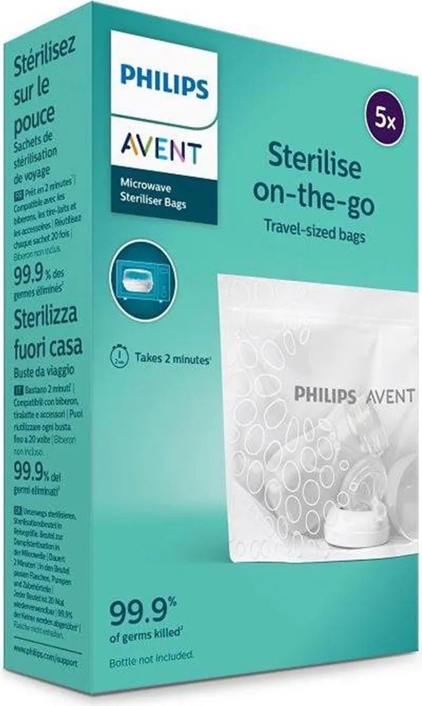 Sacs stérilisateurs micro-ondes réutilisables Philips AVENT - 5 unités