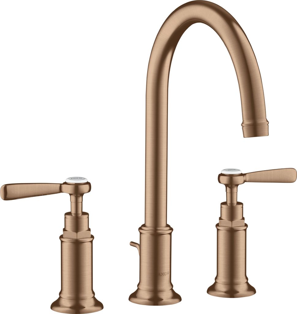 hansgrohe AXOR Montreux3-Loch Waschtischarmatur 180, Zugstangen-Ablaufgarnitur, Hebelgriffe,Ausladung 175mm, 16514310