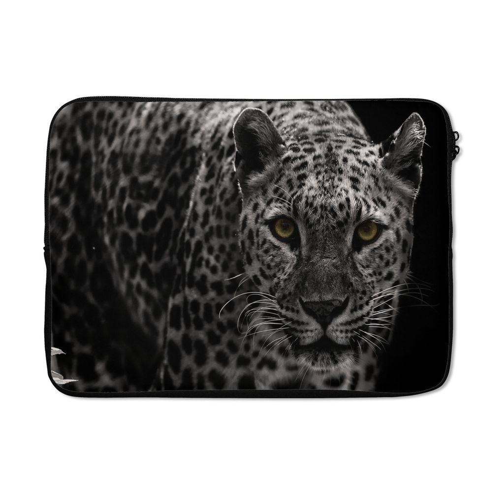 MuchoWow Laptop Hülle 13 Zoll Leopard - Schwarz - Weiß Laptoptasche - Laptophülle - Sleeve - Rundumschutz