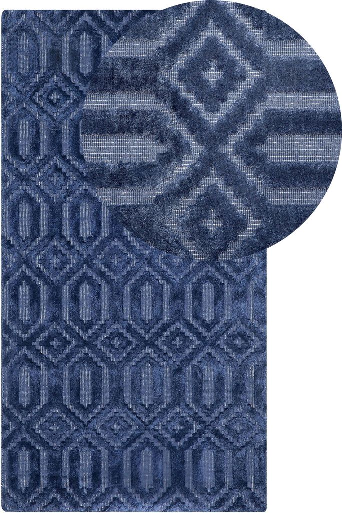BELIANI Teppich Blau 80 x 150 cm Kurzflor Handgewebt Rechteckig Orientalisches Design