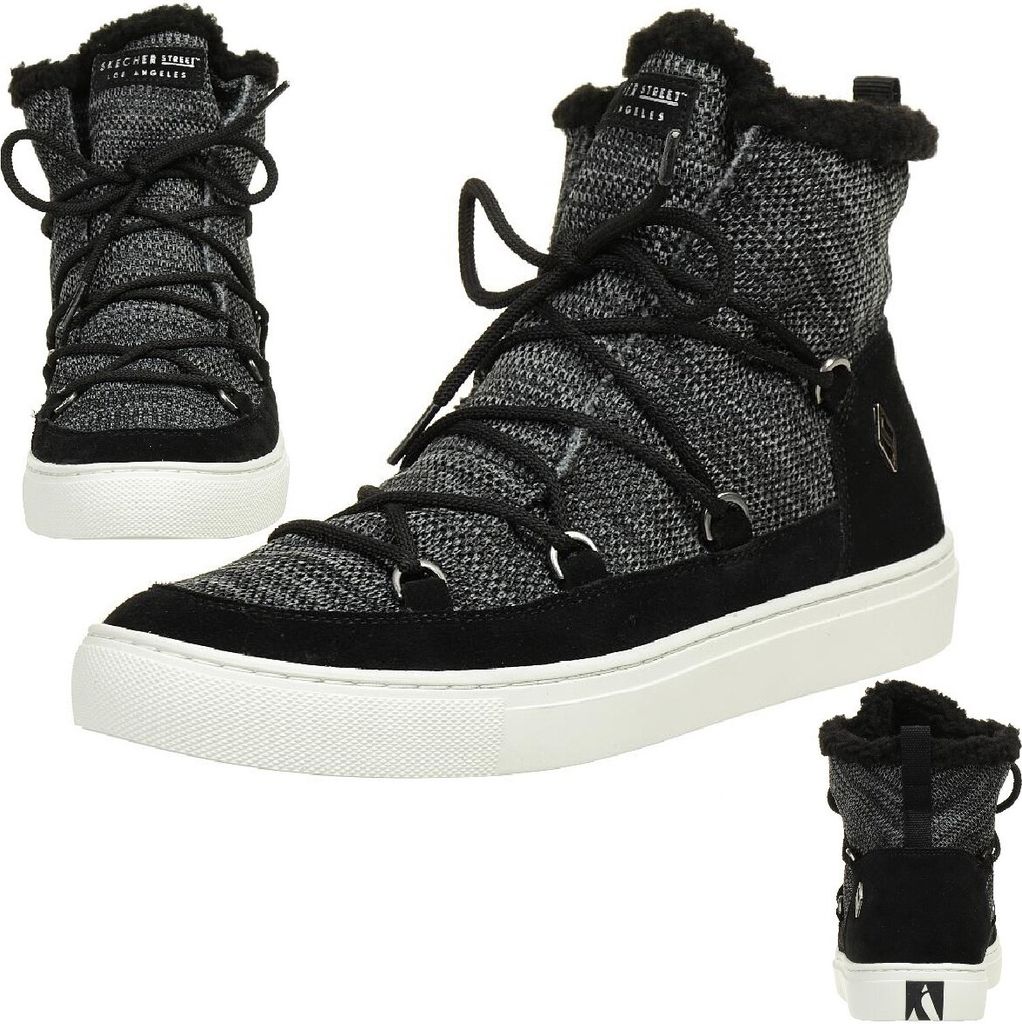 Skechers Side Street Warm Wrappers Stiefel Damen Winterschuhe gefüttert BLK, Schuhgröße:35 EU