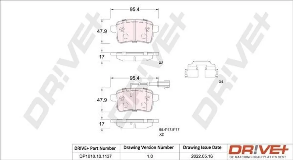 Plaquettes de frein avant pour Giulietta 940 Dr!ve+ DP1010.10.1137