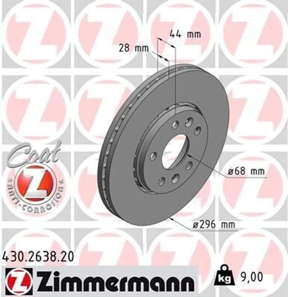Disque de frein ventilé Zimmermann 430.2638.20 haute résistance