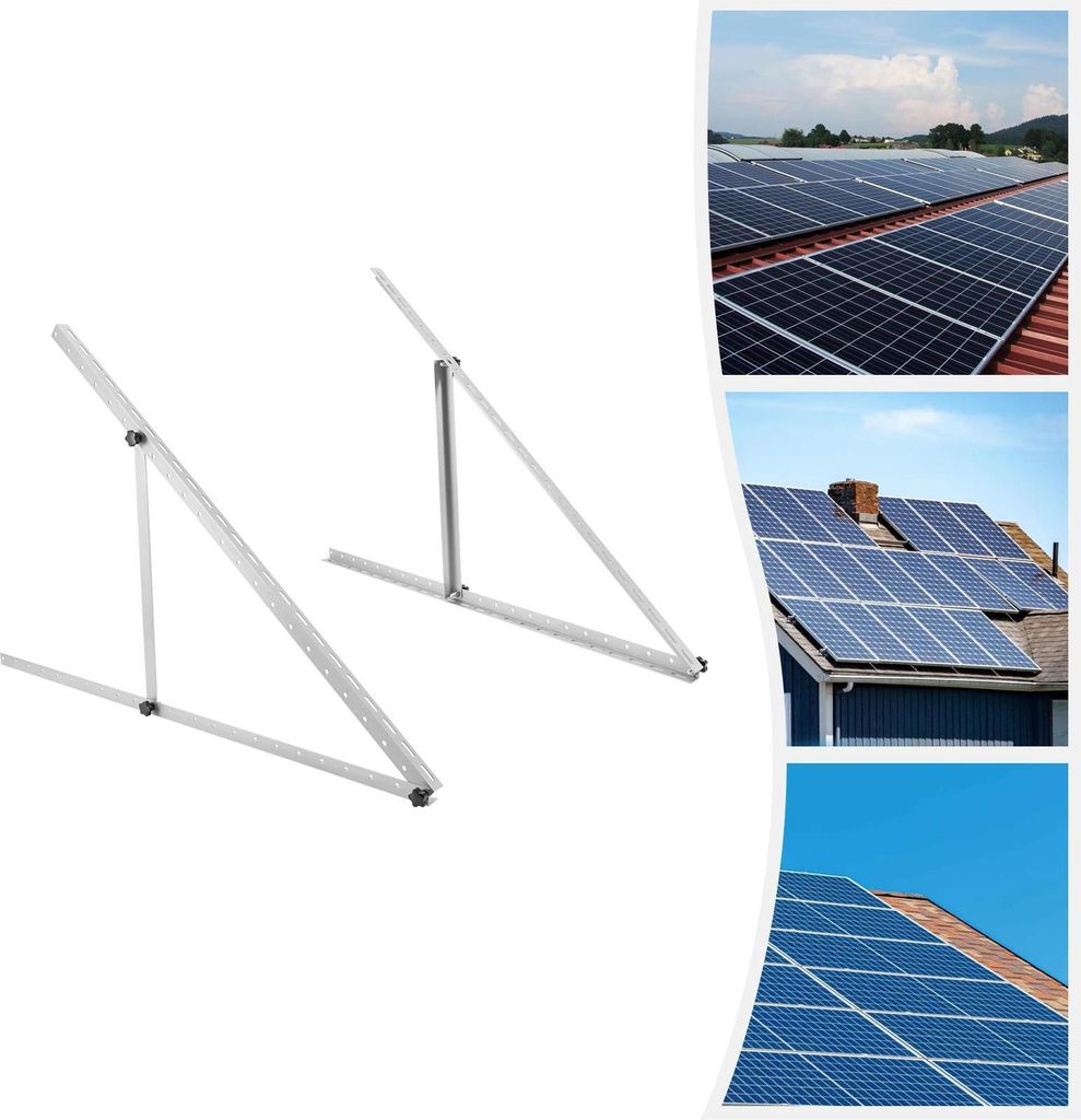 Solarmodul Halterung - Neigbares Montagegestell - 114 × 54,5 cm - Verstellbar 0–90° - Edelstahl - Dreiecksstruktur - Silber