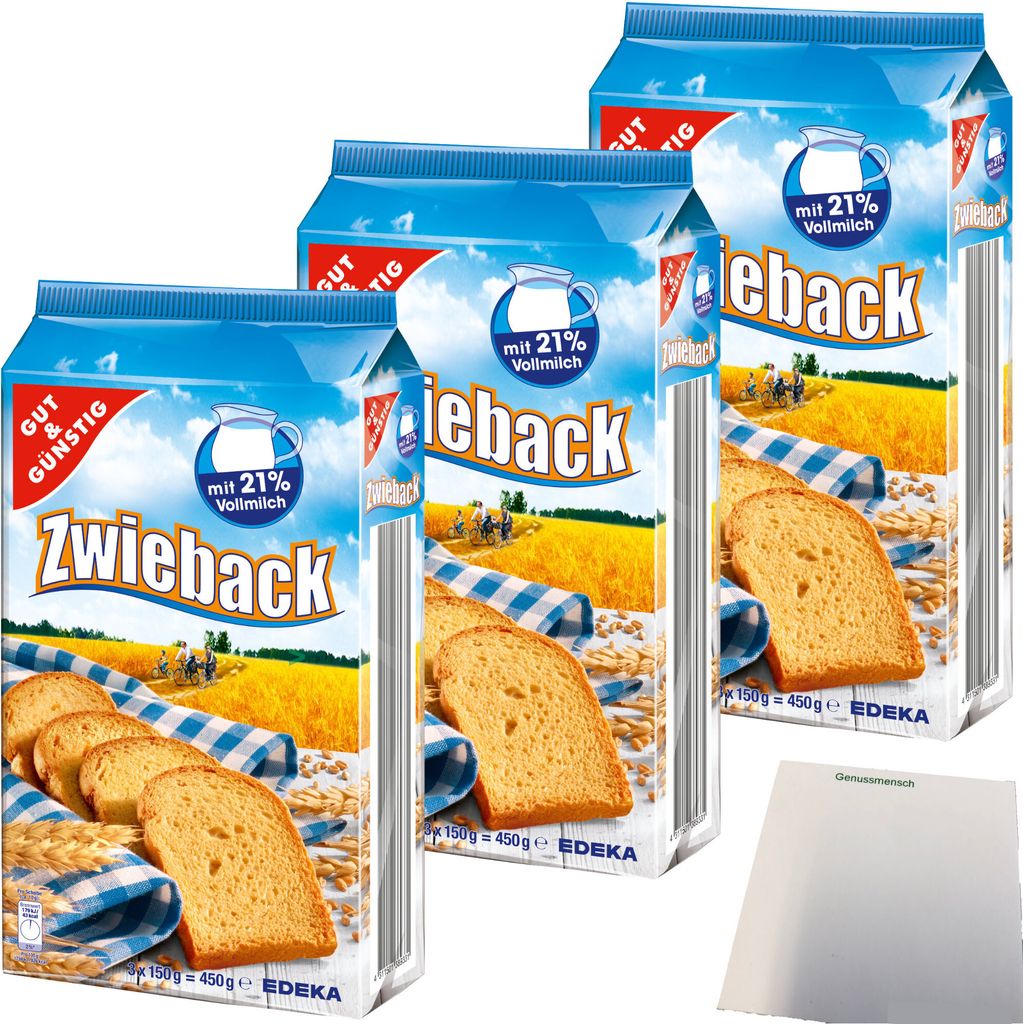Gut & Günstig Zwieback knusprig und goldgelb gebacken 3er Produktbild 