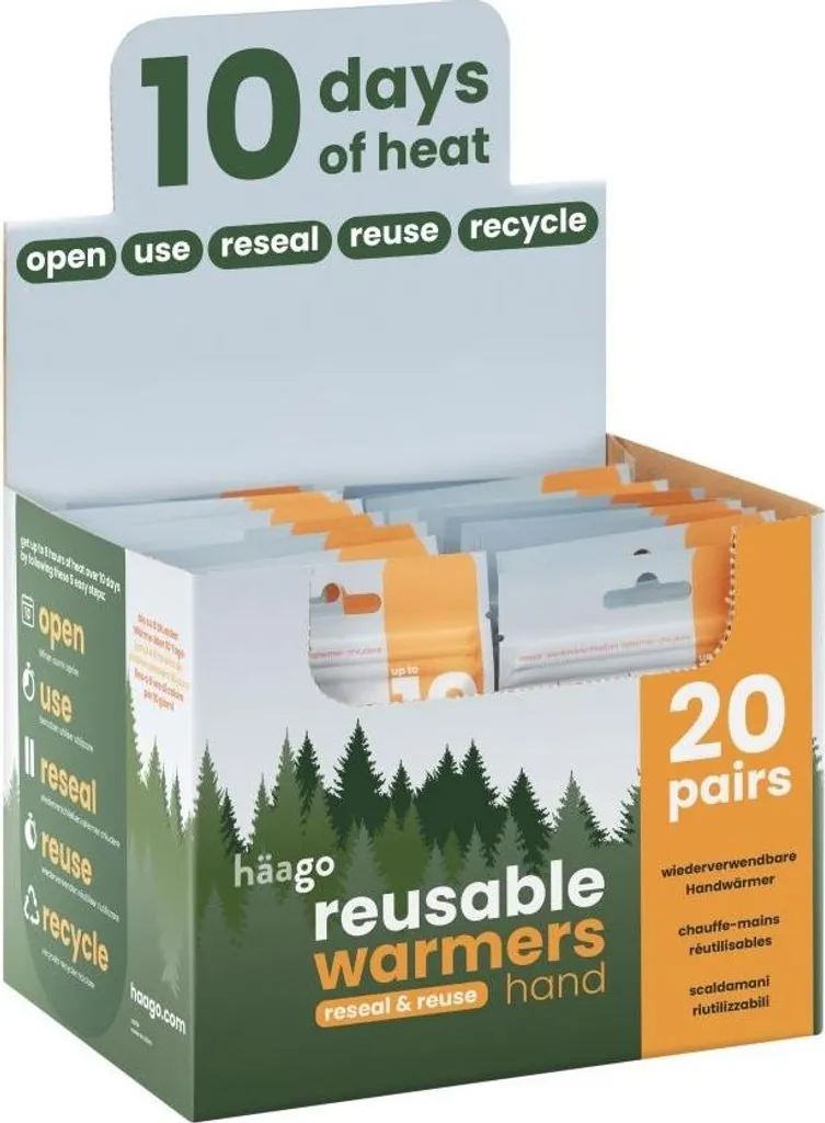 Chauffe-mains Häago réutilisables - Lot de 20 chaufferettes de poche