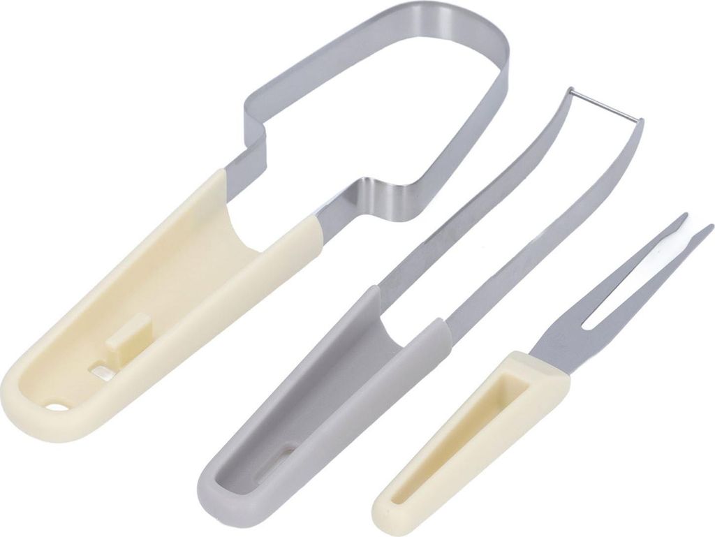 3-in-1 Wassermelonenschneider, Edelstahl, Obstgabel, Schneidwerkzeug, schnelles Schneiden für Zuhause, Party, Camping, Beige