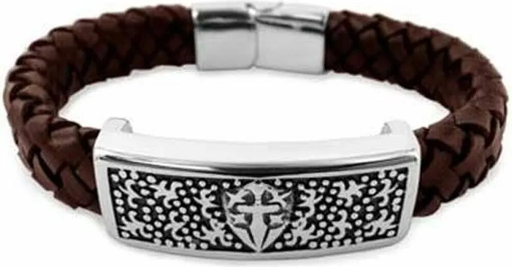 Bracelet FRANK 1967 Mod. 7FB-0020 en cuir véritable tressé noir pour homme