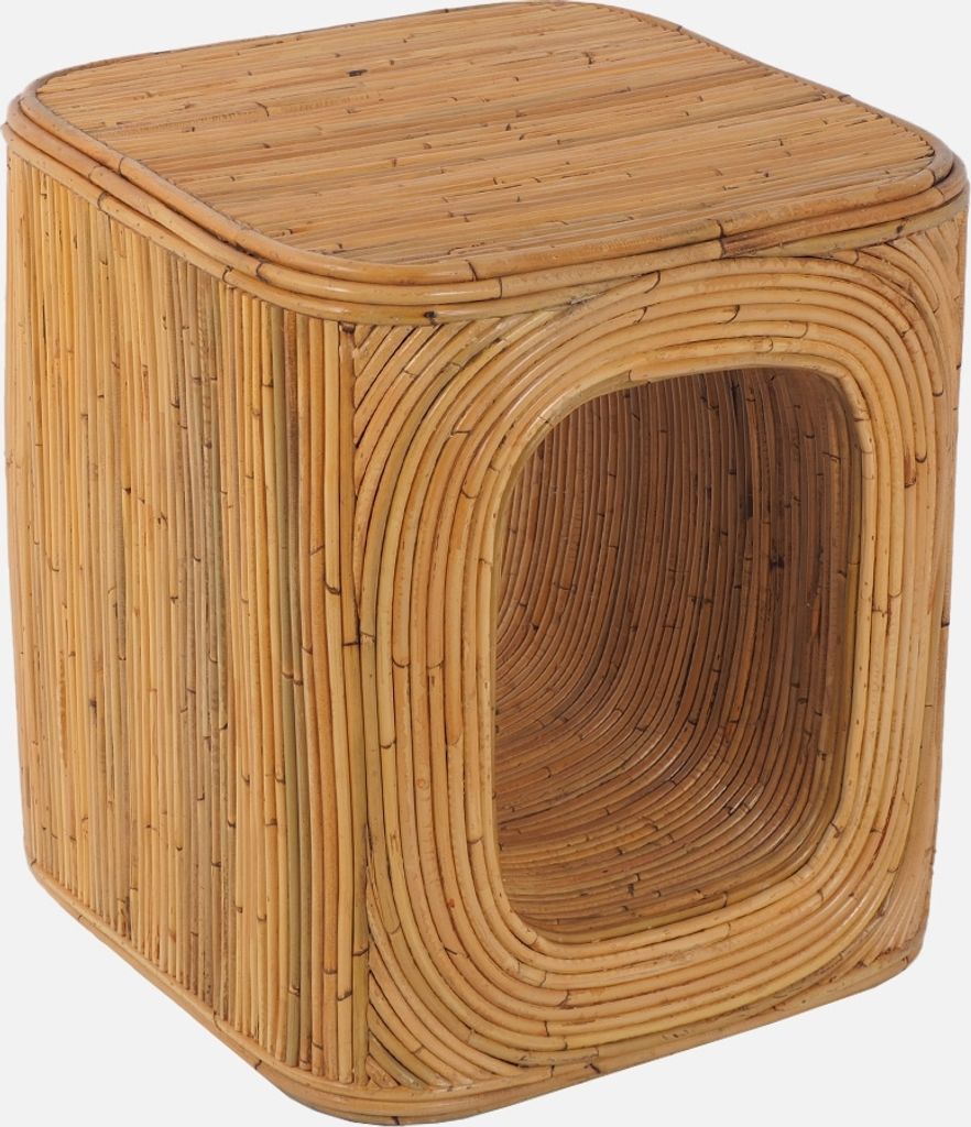 sweeek - Sofaende, Beistelltisch, Nachttisch mit Nische, aus natürlichem Rattan - Natur