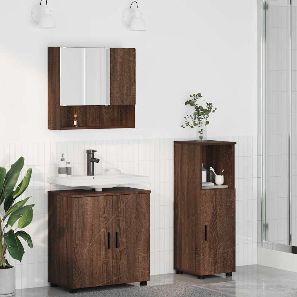 Maison Exclusive - Badezimmermöbel-Set Wandmontiert 3 pcs Braun Eichen-Optik