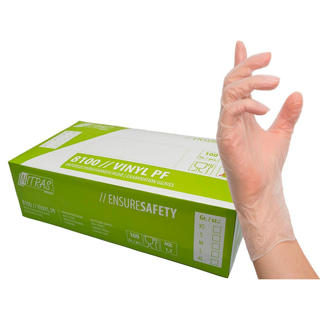NITRAS® unisex Einmalhandschuhe transparent Größe M 100 St. Produktbild 1