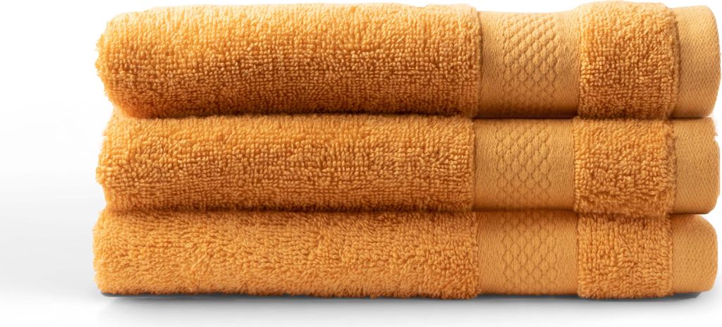 DoubleDry Premium Handtücher Set - 3 Stück 70 X 140 cm Baumwolle - 500 g/m² - Weich & Saugstark - Badetuch badehandtücher Große Handtuch (Ock...