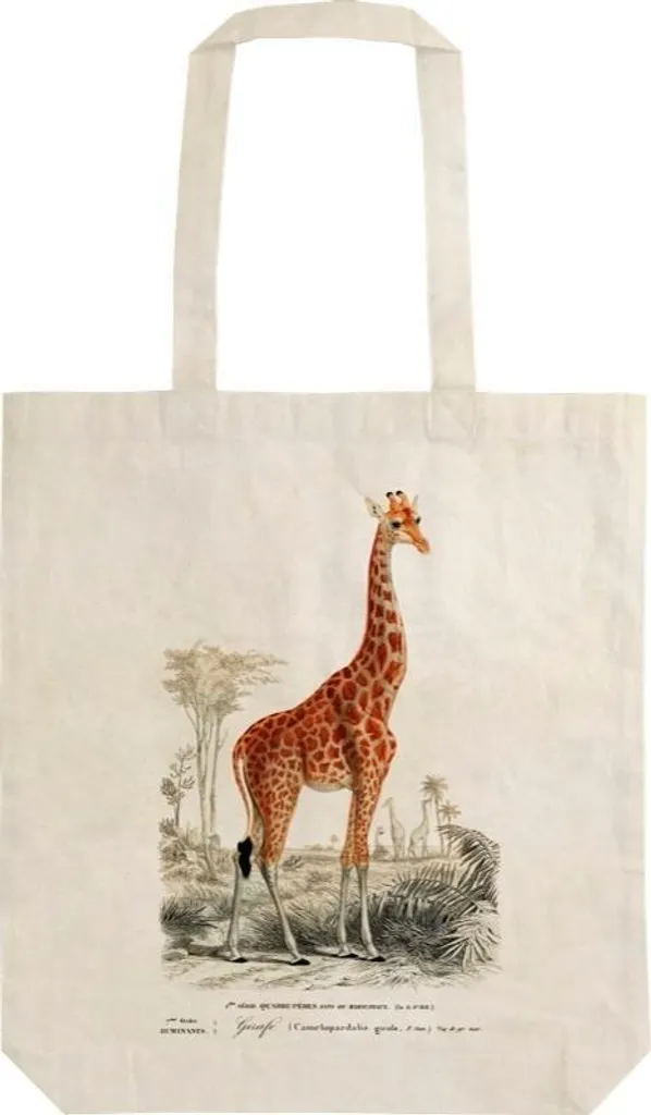 Borsa Cotone STBAG15 Giraffa: Shopper Tracolla Resistente e Lavabile