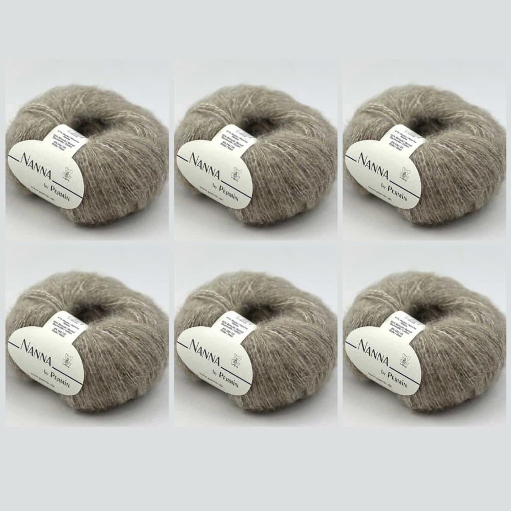 6x Nanna by Permin – Ungefärbtes Garn in natürlichen Alpaka-Farben (Alpaka, Baumwolle, Merino) (02 Höllenbeige)