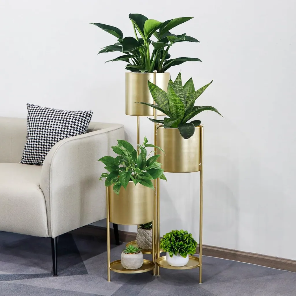 Étagère à fleurs 6 étages en métal doré robuste - Support Stable 120cm - 3
