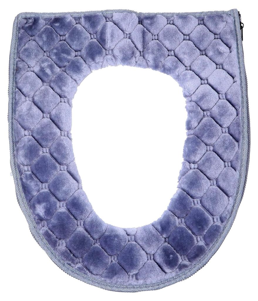Universeller WC-Sitzbezug aus weichem, warmem Material mit Reißverschluss für runde Toilettensitze im Badezimmer