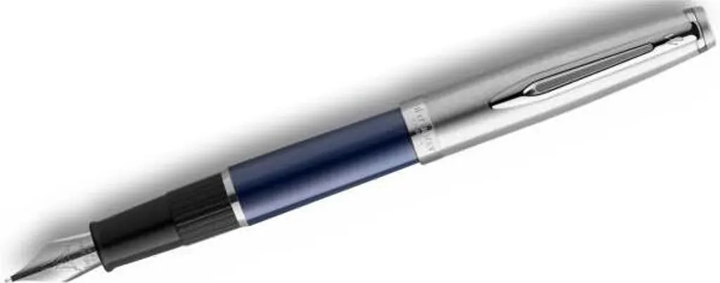 Stylo plume de luxe Waterman Emblème bleu avec capuchon en acier chic