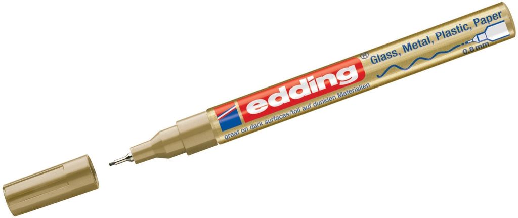 Edding 780, Gold, Feine Spitze, Blau, Gold, Rot, Aluminium, Produktbild 