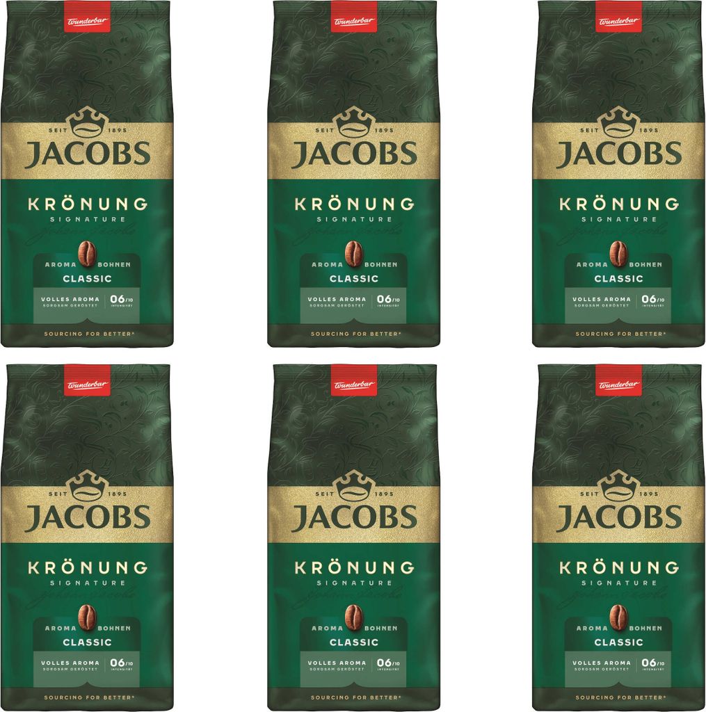 JACOBS Kaffeebohnen Krönung Aroma-Bohnen Classic 6 x 500g Produktbild 