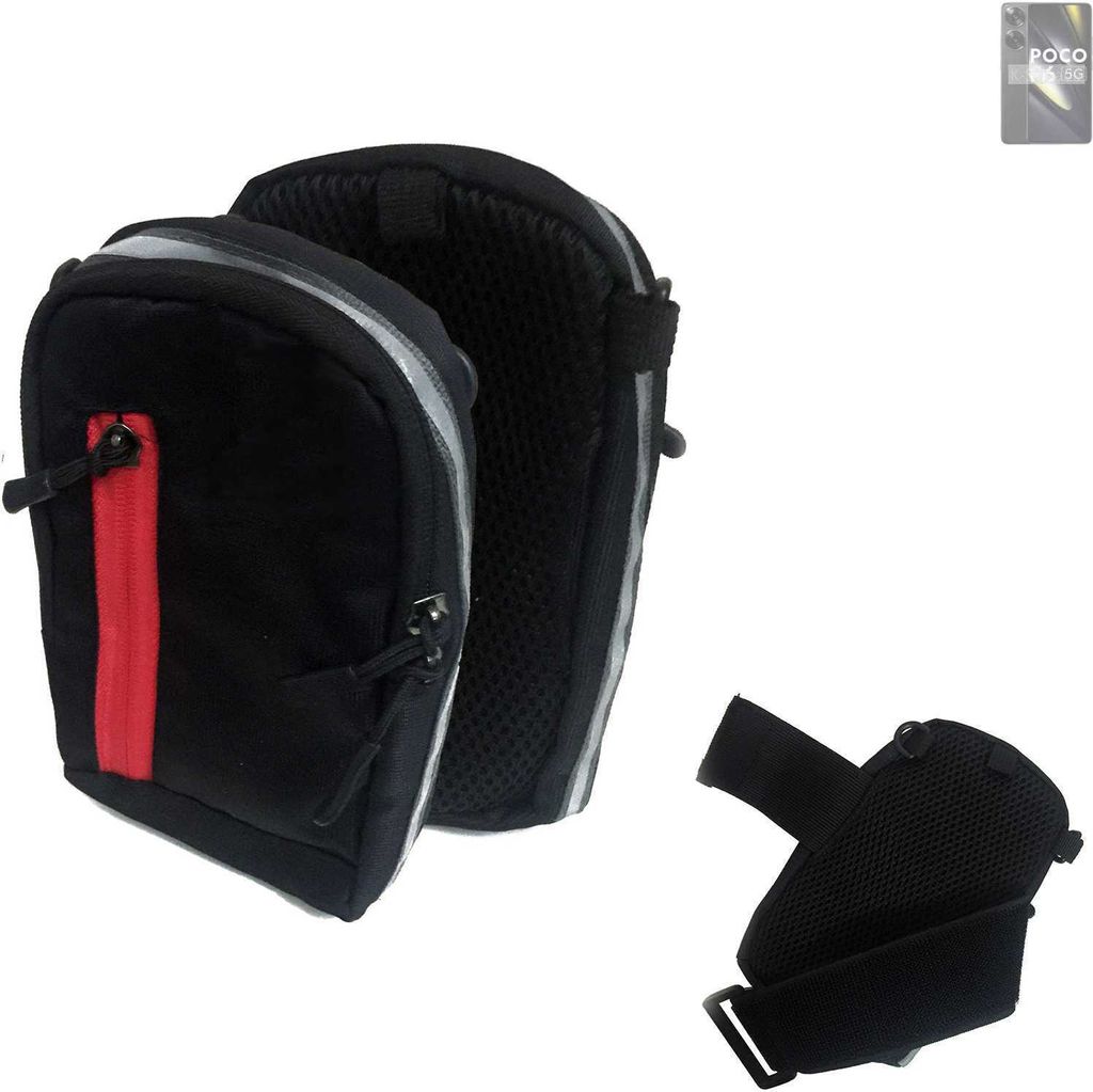 K-S-Trade Outdoor Gürteltasche Holster Umhängetasche kompatibel mit POCO F6 schwarz Handy Tasche Case travelbag Schutz Hülle Handy Hülle