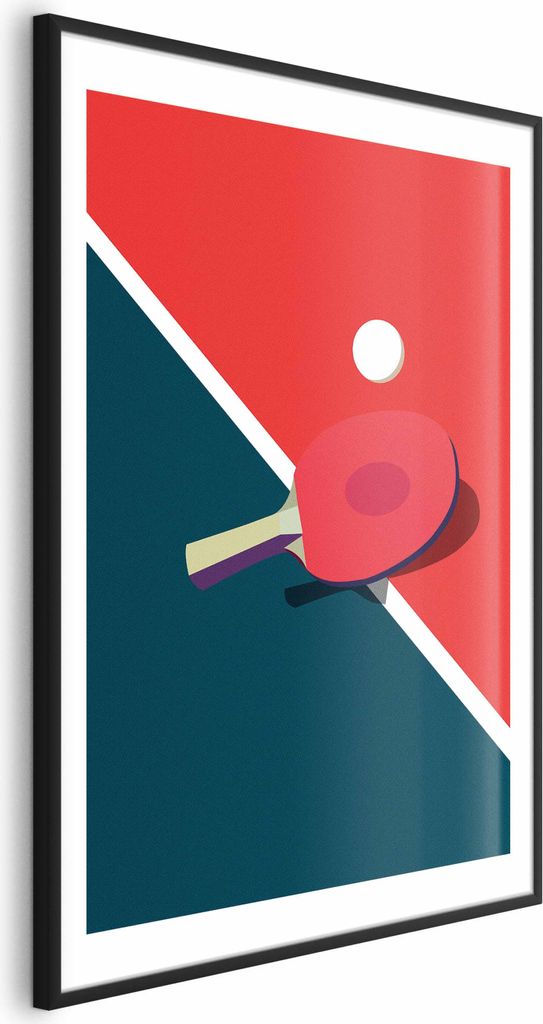 Posterpapier Poster - Table Tennis - Ball and Racket on a Table 40x60 cm Abstrakt i-B-10056-ao-a