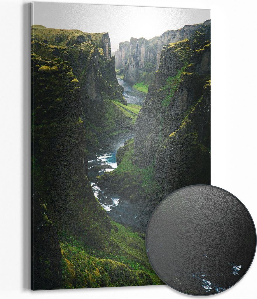 DEQOART Magnettafel Metall 60x90 cm 'Grüne Schluchtflüsse' Whiteboard Pinnwand Büro