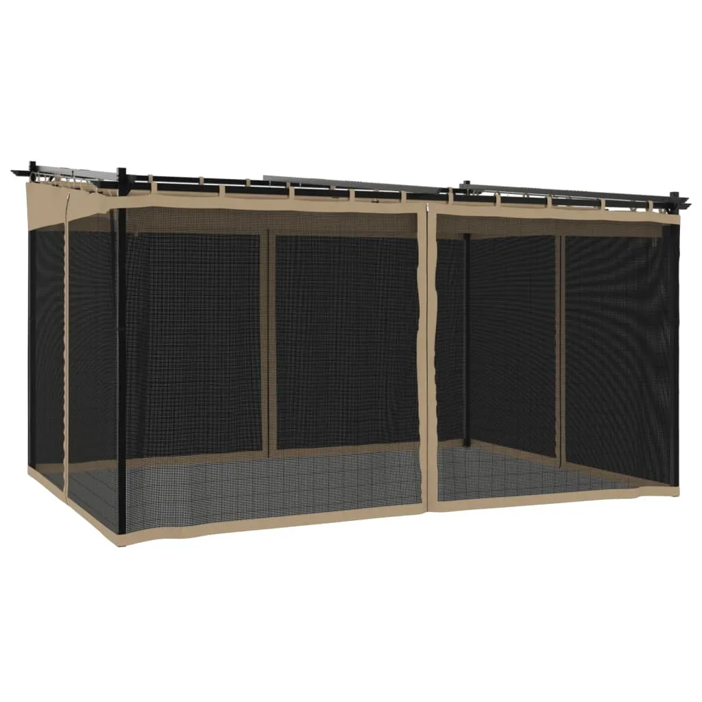 vidaXL Pavillon de Jardin avec Parois en Filet Taupe 4x3 m en Acier